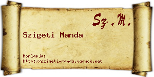 Szigeti Manda névjegykártya